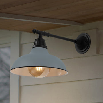 Wallace 12.25" Farmhouse Industrial Indoor/Outdoor Iron LED Victorian Arm Outdoor Sconce